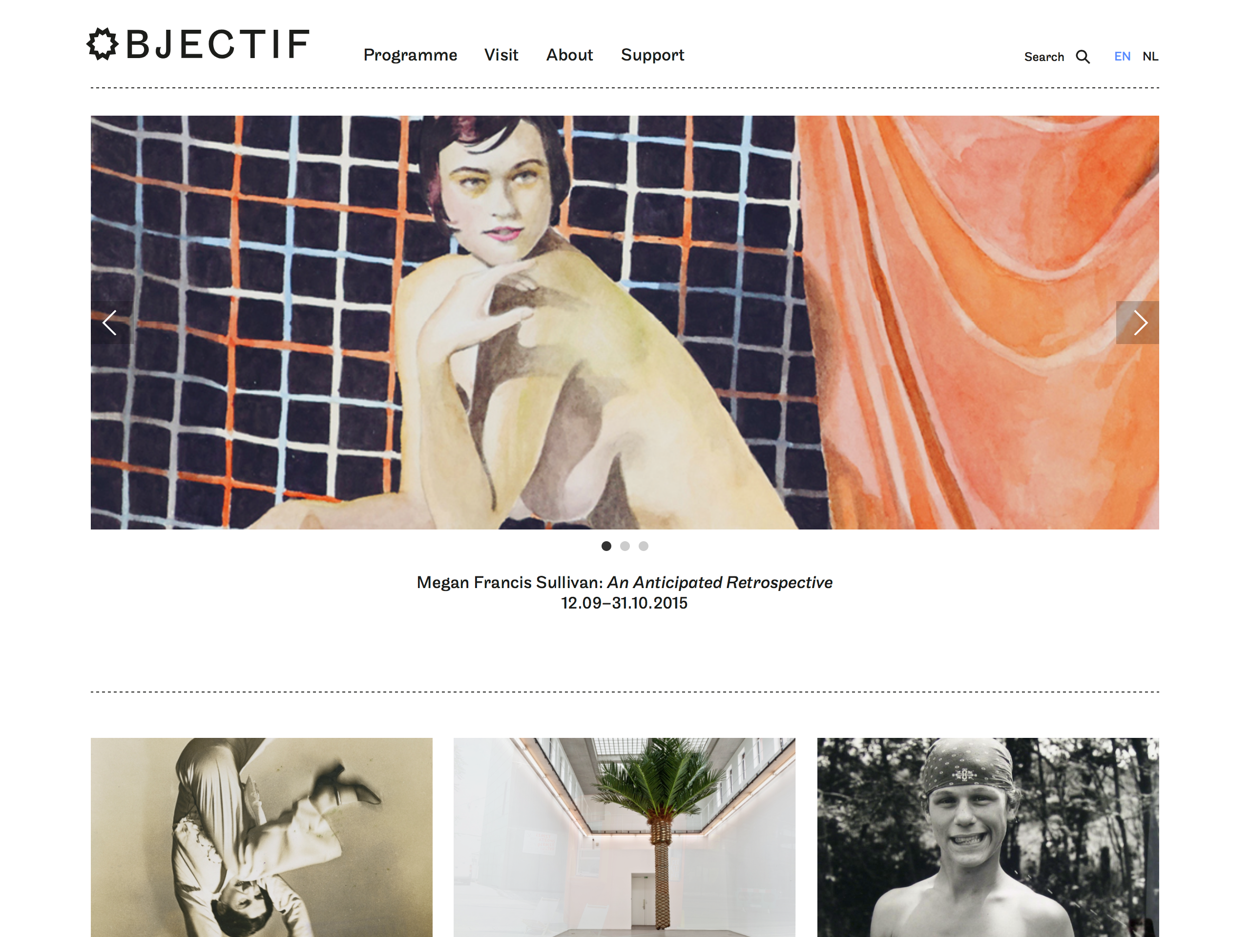 Desktop view of Objectif Exhibitions website
